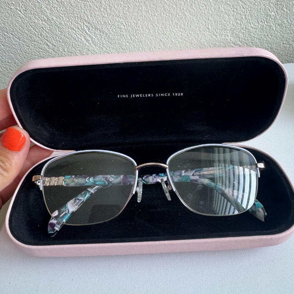 TOUS Semi Rimless Rectangular Eyeglasses Bear Log… - image 10